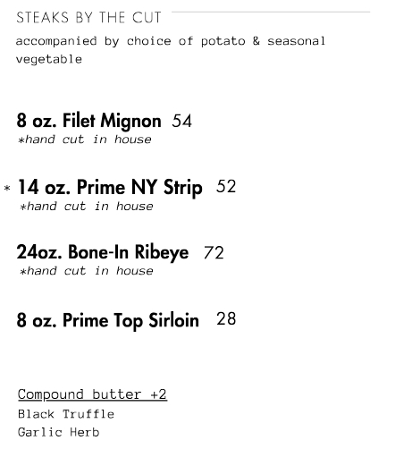 Dinner Menu Section