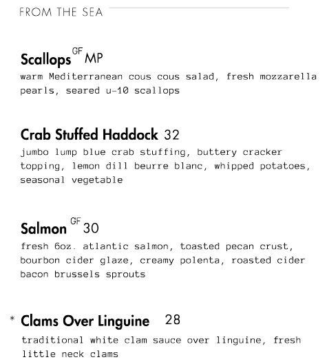 Dinner Menu Section