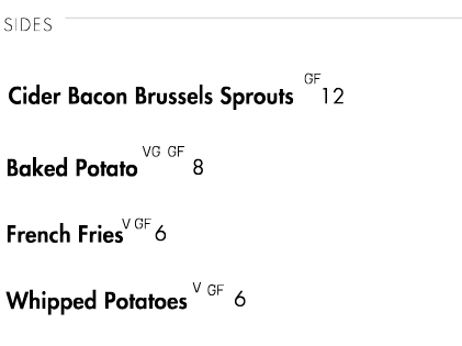 Dinner Menu Section