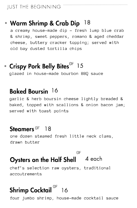 Dinner Menu Section